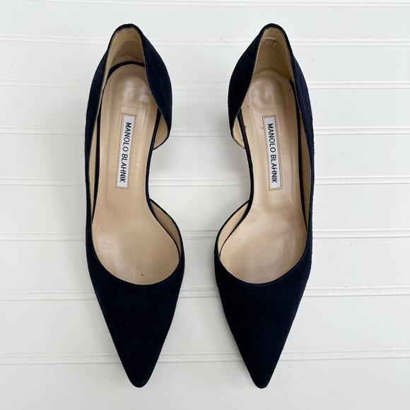 Manolo Blahnik GERONDA - Escarpins Talon Chaton Bleu Marine Neufs Pointure 40.5